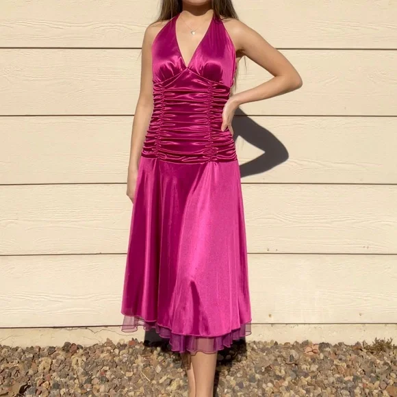 halter neck elegant dress Gold Sparkly Halter Sweetheart Sequin Prom Evening Dress main image 1